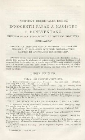 Incipiunt decretales domini Innocentii Papae a magistro P. Beneventano