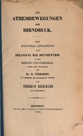 Die Athembewegungen beim Hirndruck : (Inaug. Diss.)