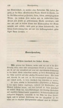 132-154 Korrespondenz : Mission innerhalb der katholischen Kirche