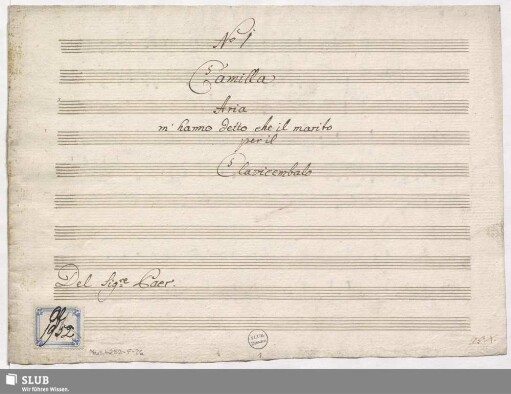 La Camilla. Excerpts - Mus.4259-F-26 : S, cemb