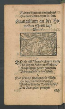 Evangelium an der Himelfart Christi tag ...