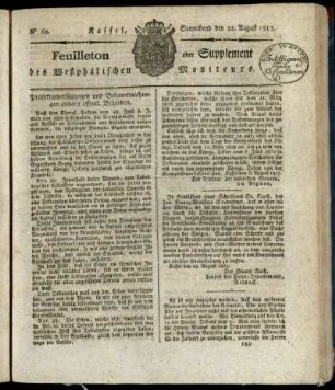 No. 68, Sonnabend den 22. August 1812