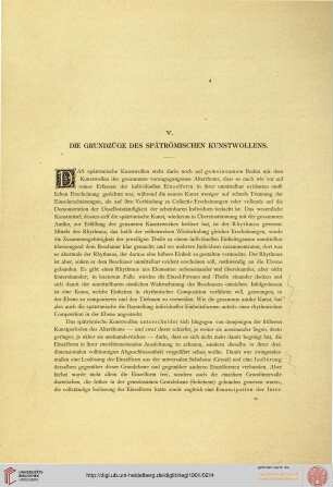 V. Die Grundzüge des spätrömischen Kunstwollens