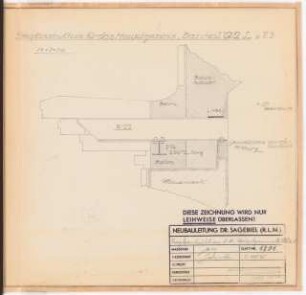 Reichsluftfahrtministerium, Berlin: Hauptgesims Q2L/V3 (Ehrenhof, Tragkonstruktion): Schnitt 1:10