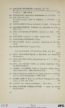 Fayencen, Porzellan, Glas (Nr. 173-197)