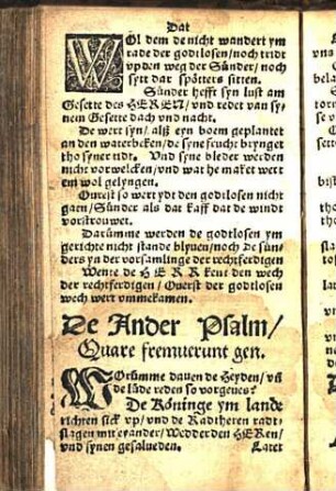 De Ander Psalm / Quare fremuerunt gen.