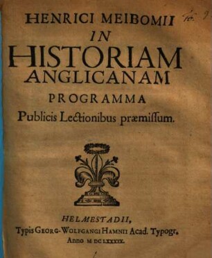 In historiam Anglicanam programma