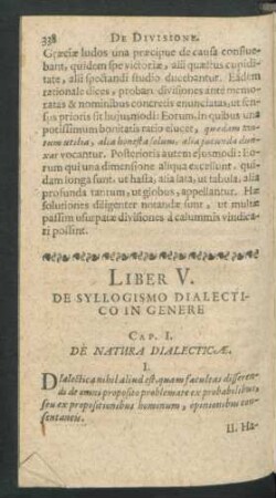 Liber V. De Syllogismo Dialectico In Genere.