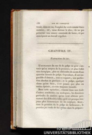 CHAPITRE IV. Extraction du suc.