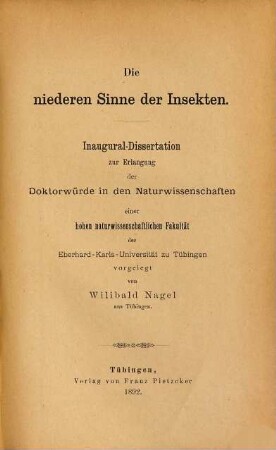 Die niederen Sinne der Insekten