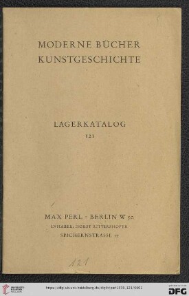 Nr. 121: Lagerkatalog: Moderne Bücher, Kunstgeschichte