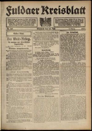 Erste Ausgabe vom Mittwoch, den 25. Juli 1917.