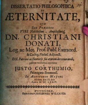 Dissertatio Philosophica De Aeternitate