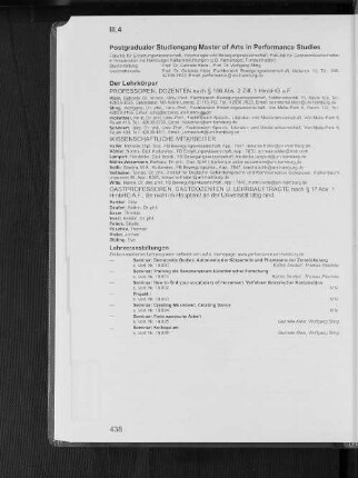 Postgradualer Studiengang Master of Arts in Performance Studies