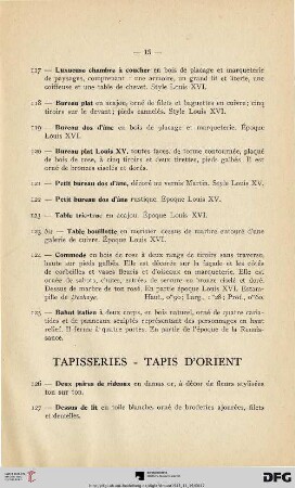 Tapisseries - Tapis d'Orient (Nr. 126-137)