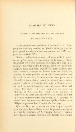 Chapitre deuxième. Traitement des chrétiens pendant leur exil