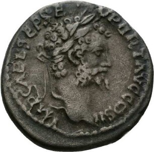 Denar des Septimius Severus mit Darstellung von Feldzeichen