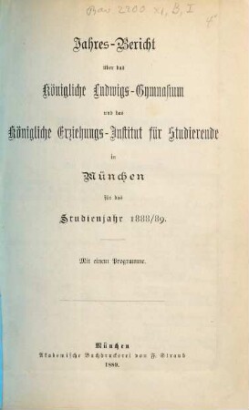 Jahresbericht .... 1888/89