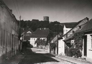 Mark Brandenburg. Fläming. Belzig. Stadtansicht. Auf der Anhöhe der Turm der Burg Eisenhardt