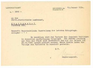 Begleitschreiben des LRA Leonberg