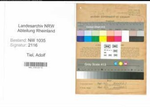 Entnazifizierung Adolf Tiel , geb. 07.07.1910 (Flotiermeister)