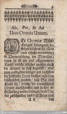 Ab, Per, et Ad Uno Omnia Unum.