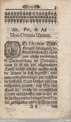 Ab, Per, et Ad Uno Omnia Unum.