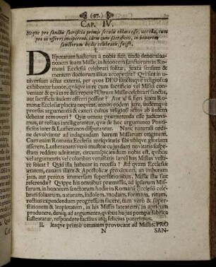 Cap. IV. Neque pro sanctis sacrificia primis seculis oblata esse, [...]