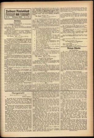Zweite Ausgabe vom Samstag, den 25. November 1916.