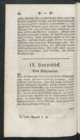 IX. Hauptstück. Von Mahometen