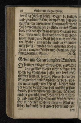 Gebet um Vergebung der Sünden.