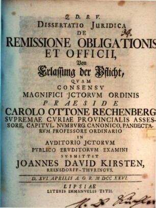 Diss. iur. de remissione obligationis et officii