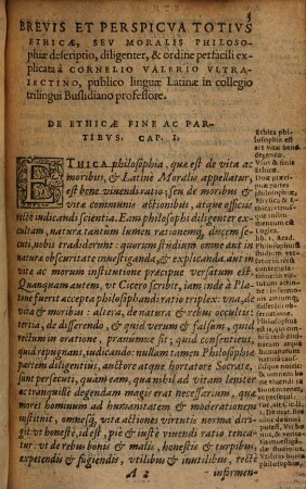 Ethicae, Sev Moralis Philosophiae Brevis Et Perspicva Descriptio