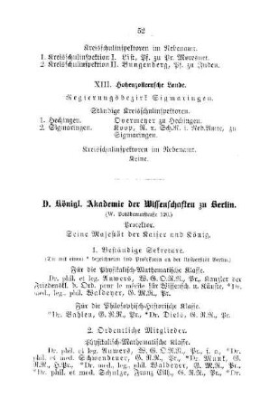 Königl. Akademie der Wissenschaften zu Berlin