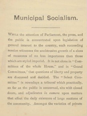 Municipal Socialism.