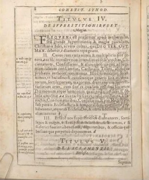 Titvlus IV. De Svperstitionibvs Et Magia.