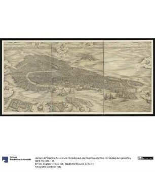 Ansicht von Venedig aus der Vogelperspektive von Süden aus gesehen