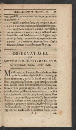 Observatio III. De Metempsychosi Iudaeorum