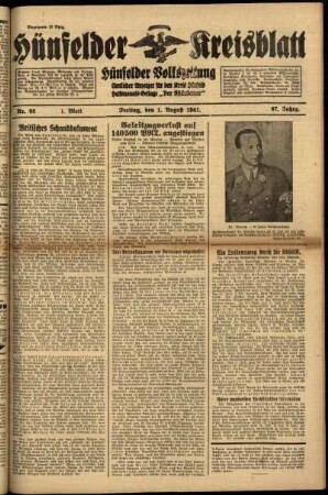 Erste Ausgabe vom Freitag, den 01. August 1941.