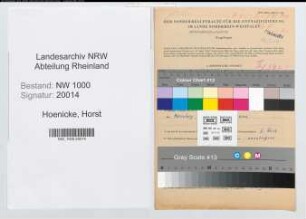 Entnazifizierung Horst Hoenicke, geb. 12.03.1911 (Polizeibeamter)
