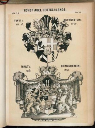Taf. 83. Fürst v. Dietrichstein. vor an. 1769. - Fürst v. Dietrichstein. nach 1769.