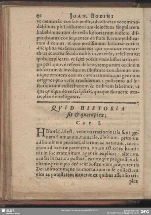 Quid Historia sit & quotuplex; Cap. I.