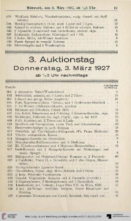 3. Auktionstag (Nr. 601-950)