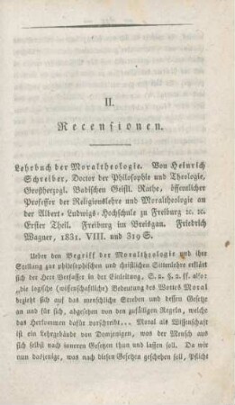 721-765 [Rezension] Schreiber, Heinrich, Lehrbuch der Moraltheologie; Erster Theil