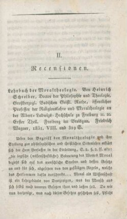721-765 [Rezension] Schreiber, Heinrich, Lehrbuch der Moraltheologie; Erster Theil