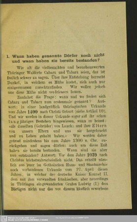 1. Wann haben genannte Dörfer noch nicht und wann haben sie bereits bestanden?