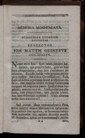 Memoria Mosheimiana. Academiae Georgiae.