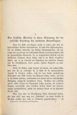 Aus Altertum und Gegenwart : Gesammelte Abhandlungen
