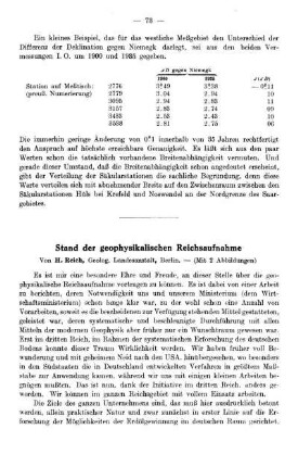 Stand der geophysikalischen Reichsaufnahme