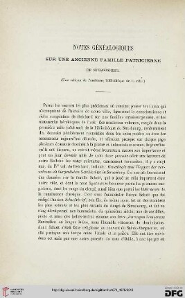 2.Ser. 9.1874/75: Notes généalogiques sur une ancienne famille patricienne de Strasbourg (Une relique de l'ancienne bibliotéque de la ville)